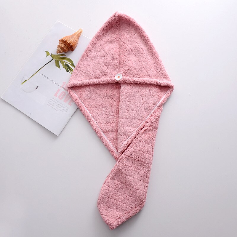 ANRUI 100% Cotton Ladies Hair Drying Cap Quick Dry Towel Bath Cap, Wraps Moisture Absorbent Household Bathroom Amenities: pink
