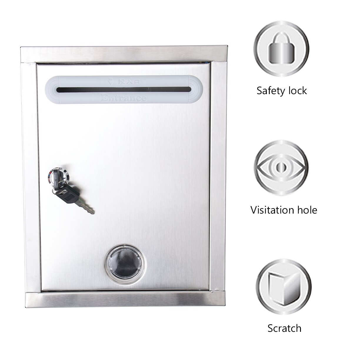 1 pcs Suggestion Box Wall Hanging Mailbox Stainless Steel Mailbox Suggestion Box for School