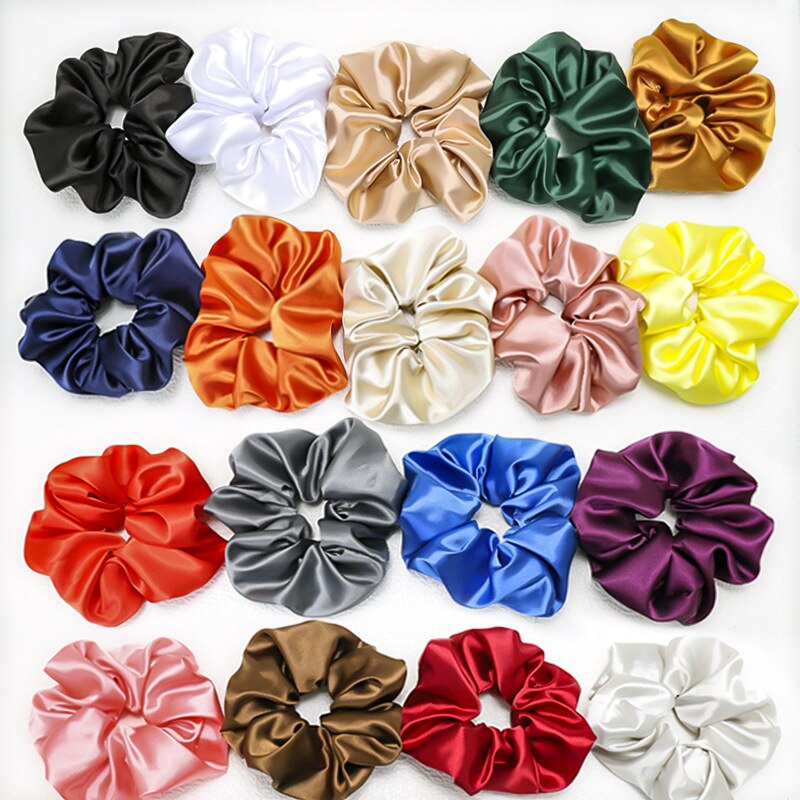 fast silke sateng hår scrunchie pakke kvinner jenter elastiske hårbånd tilbehør gumki gjøre wlosow