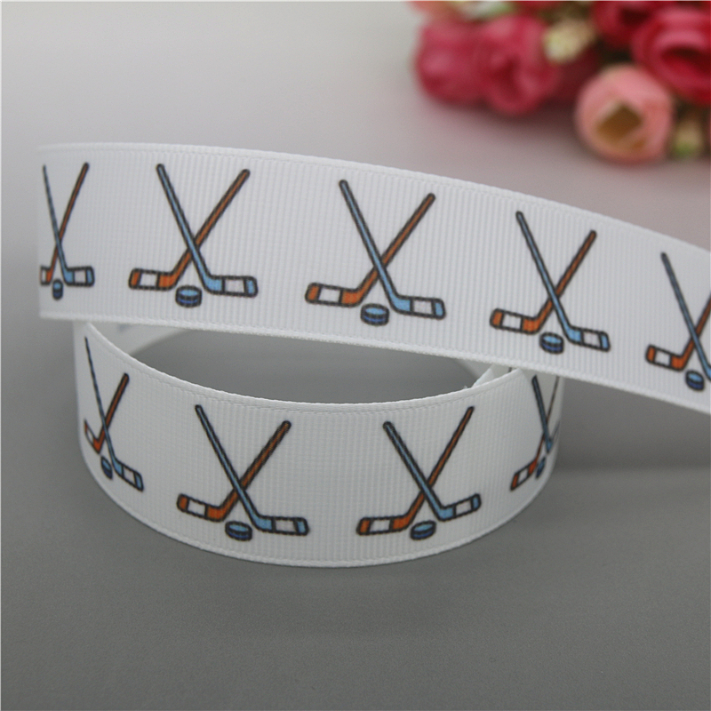 DUWES 50yards Hockey Printed Grosgrain Ribbon Accessories Material Headwear Decoration DIY Sewing Craft D1990: Antique Zinc / L