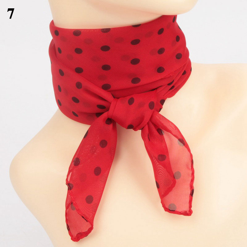 Foulard en mousseline de soie 65x65cm, carré, à pois, à la , pour femmes, châles, cravates, bandes, châles: 7