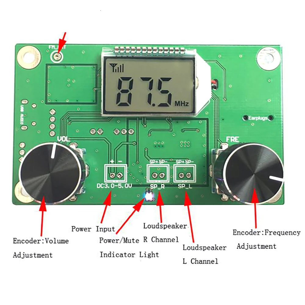 Dsp pll digital stereo fm-radiomottakermodul 87-108 mhz med seriell kontrollfrekvensområde 50hz-18 khz