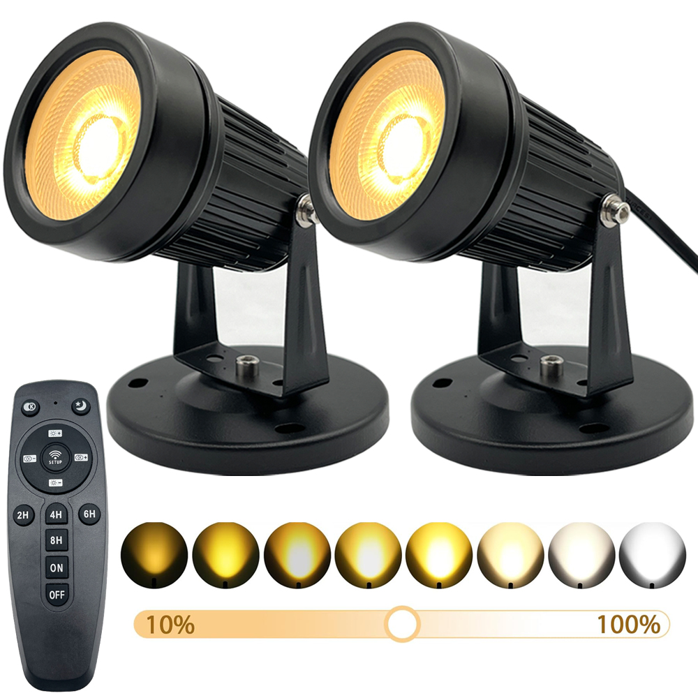 Dæmpbar spotlys indendørs 7w uplights med timer og fjernbetjening trinløs justerbar farvetemperatur til hjemmet plantebilleder kunstværker: Orange / Sort