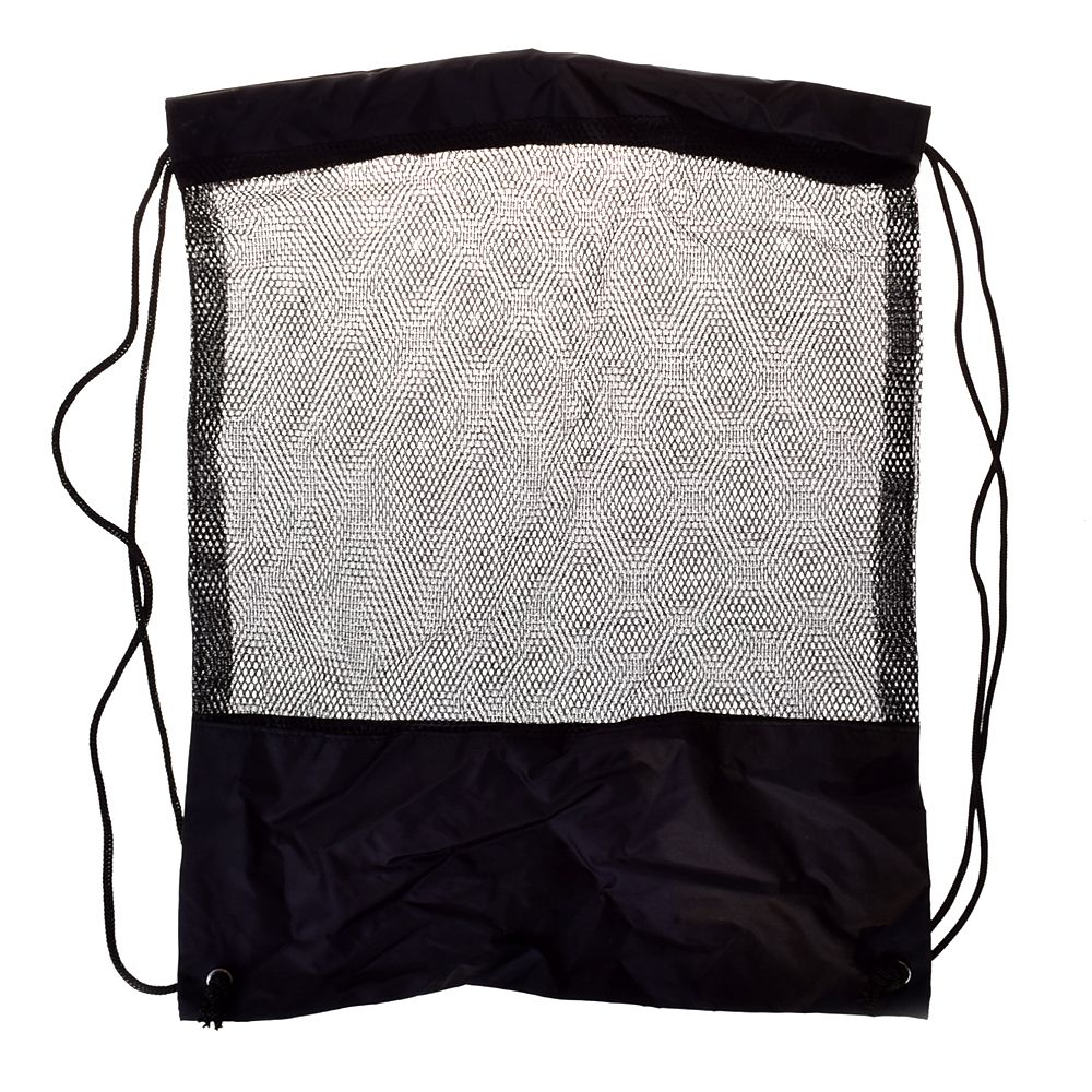 Unisex trekkoord rugzak mesh stoffen zak studenten rugzak sport strandtas schoudertas: Zwart