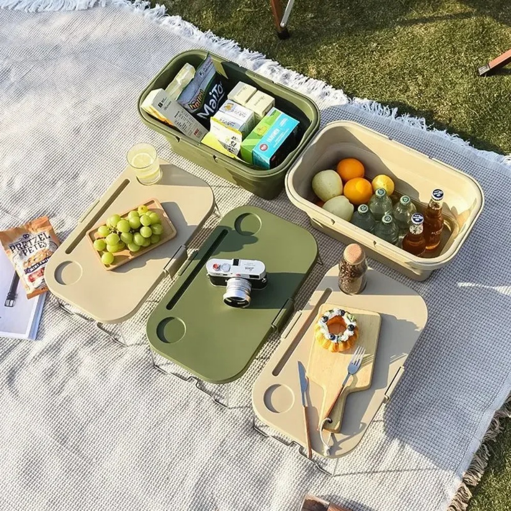 Cesta de Camping plegable de gran capacidad, cesta de Picnic portátil, versátil, impermeable, funcional, Red de Picnic de Primavera al aire libre con tapa
