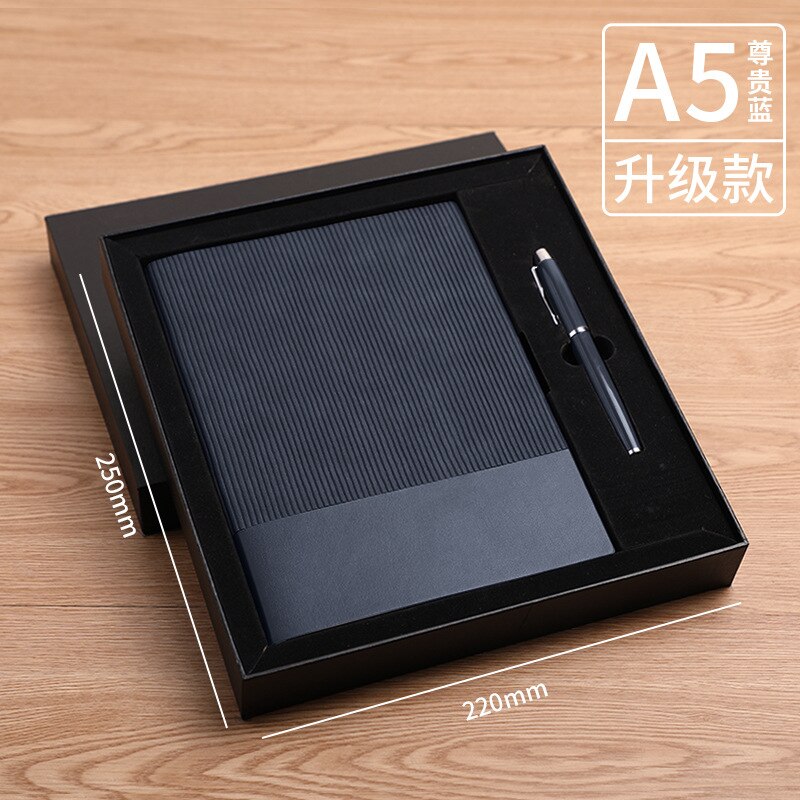 320 Pages Retro A5 Journal High-grade Soft Leather Stitching Notebook Set Stationery Planner Notepad Diary School Supplies: box -Prestige Blue
