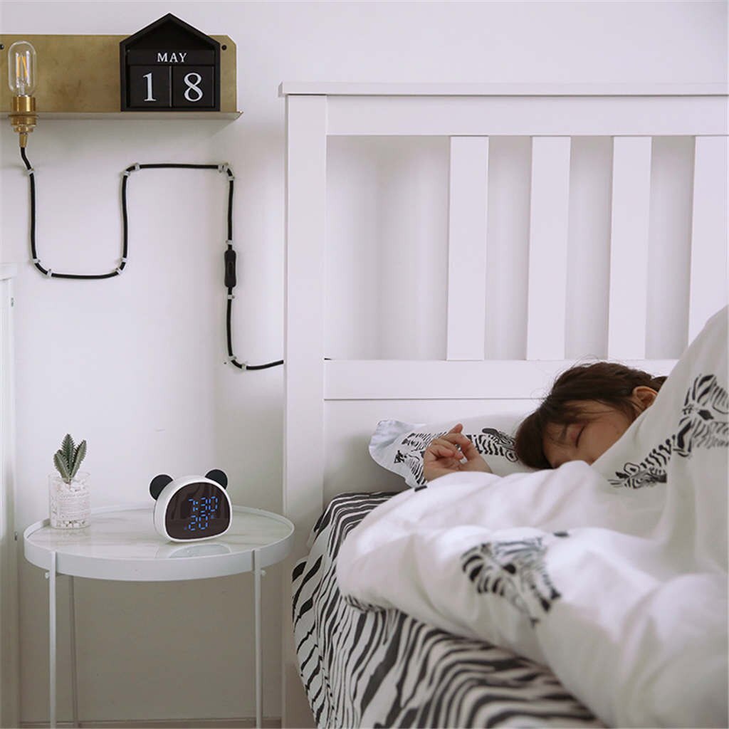 Room Desk Ornament Mirror LED Alarm Clock Multifunction Digital Electronic Temperature Snooze Clock