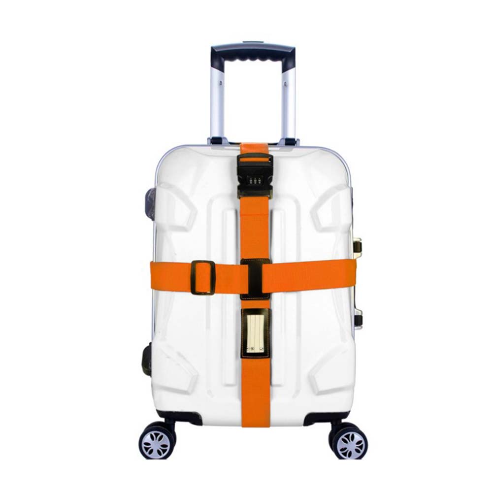 Bagage Riem Reizen Top Verstelbare Bagage Koffer Strap 3 Cijfers Wachtwoord Lock Gesp Safe Belt Strap Bagage Riemen: Oranje