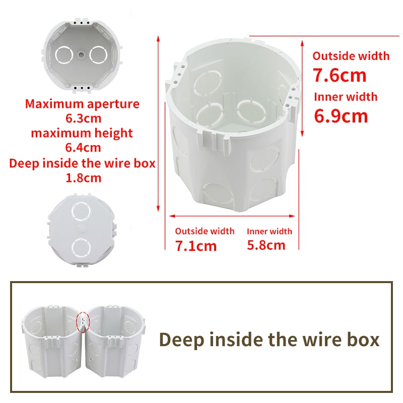 Heropow EU Standard, Wall Round Mounting Box, Internal Cassette, Wiring Box, White Back Box For EU Switch and Socket