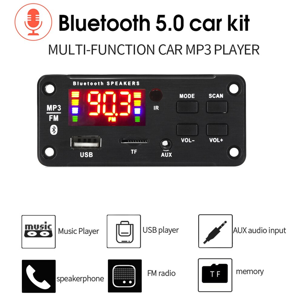 2*25W 50W wzmacniacz samochodowy sprzęt Audio USB TF FM moduł radiowy Bluetooth 12V MP3 płytka dekodera WMA odtwarzacz MP3 z pilotem