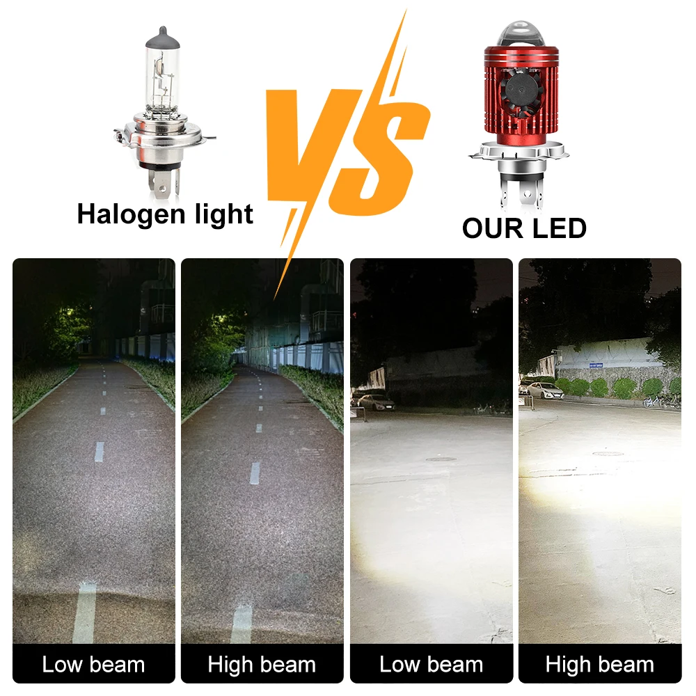 Bombilla para faro de motocicleta, 10000LM, H4/H6, 12V, focos LED para Moto, lente CSP, lámpara Hi Lo blanca y amarilla, accesorios para patinete, luces antiniebla