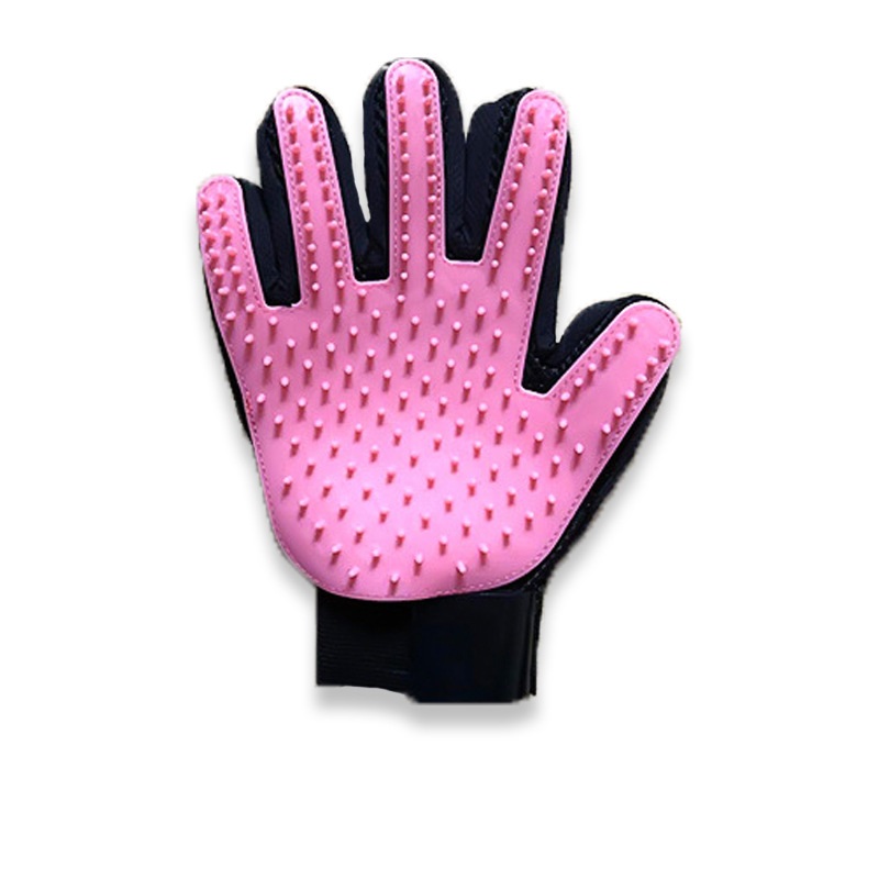 Pettini per gatti per cani guanti per toelettatura per animali domestici peli di gatto rimuovere la spazzola pettini per la pulizia del despargimento del cane guanti da massaggio forniture per gatti: Colore rosa / left hand