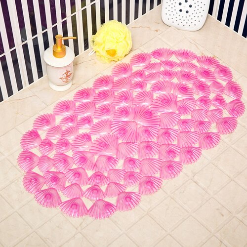 Transparent färg 38cm*68cm badrum halkfri badmatta mjuk fotmassage pad anti-mögel dörrmatta tvättbar badkar duschmatta: Rosa