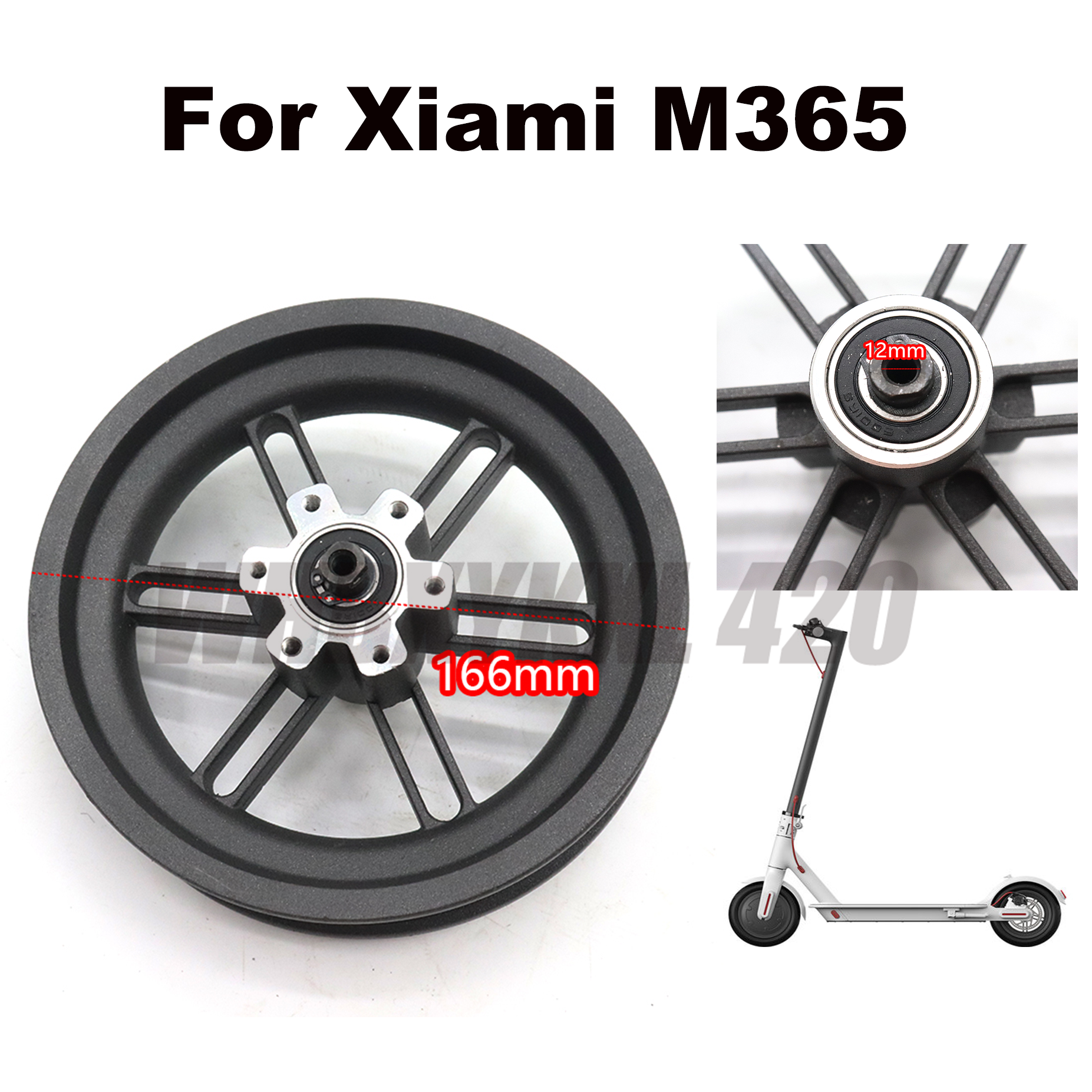 Elektrische Scooter Achterwiel Hub Vervanging Metal Achter Velg Accessoires Voor Xiaomi M365 / Pro Elektrische Scooter Hoge Intensiteit