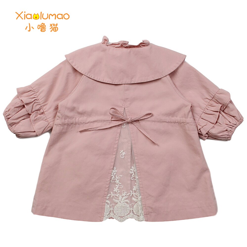 Trenchcoat Kids Kant Stiksels Herfst Jacket Terug Split Effen Kleur Jongen Windjack Voor Meisjes Kinderkleding Mode Kraag