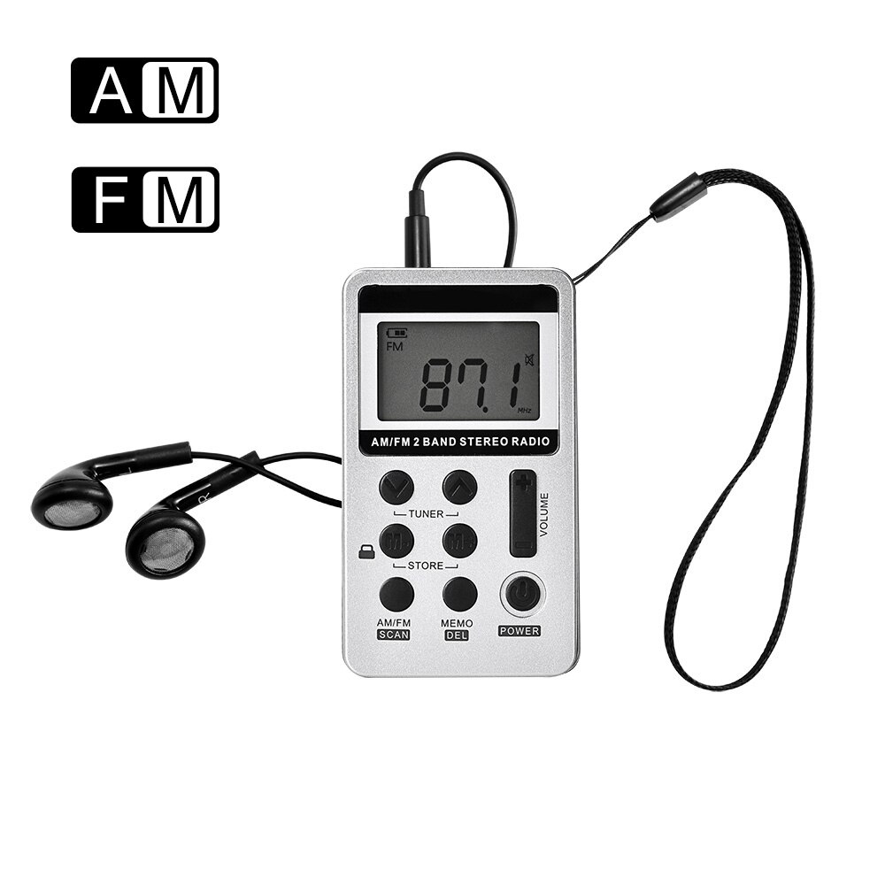 Digital Pocket Radio Radio AM FM Radio Portable Stereo Big LCD Screen Radio With Earphone Lock Button Designfor Student Elderly