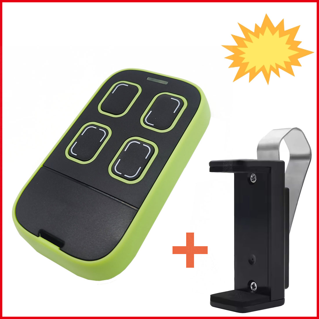 Garage Remote Control Clone Multifrequency 287MHz-868MHz Garage Door Opener Gate Control 4 Buttons Includes Car Sun Visor Clip: green