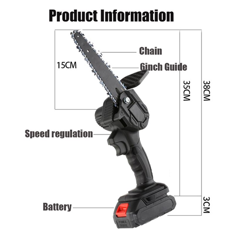 4/6 Inch Electric Chain Saw Wood Cutter Garden Pruning Saw Logging Power Tool Woodworking Chainsaw
