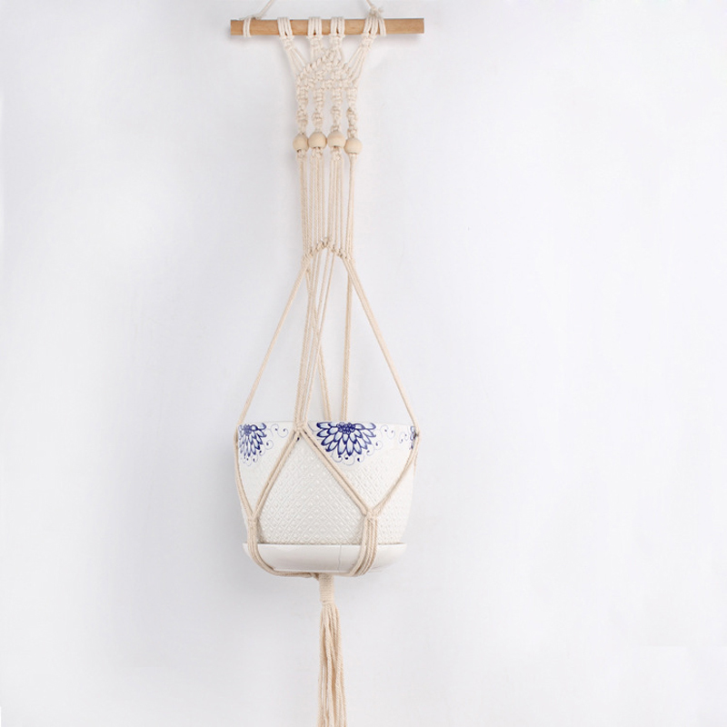 Flower Pot Hemp Rope Hanging Net Macrame Plant Hanger Wall Planter Balcony Decorations Indoor wWall Plant Holder Hanging Pot