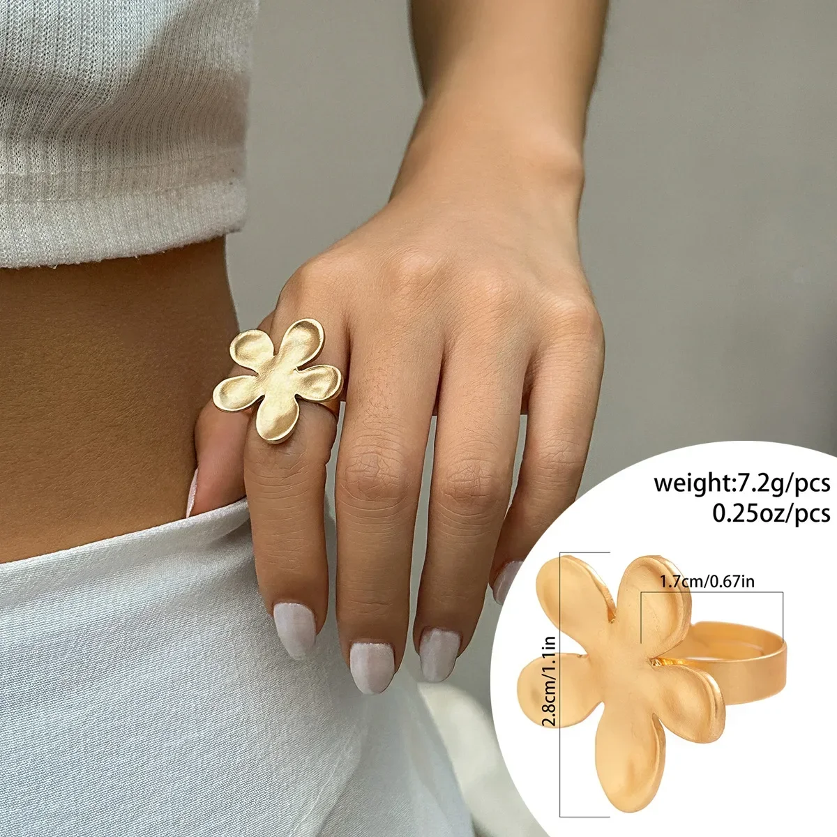 Anillos irregulares gruesos y grandes geométricos de Color dorado y plateado para mujeres y hombres, anillos de dedo con conexión de cuerda elástica con personalidad: Gris