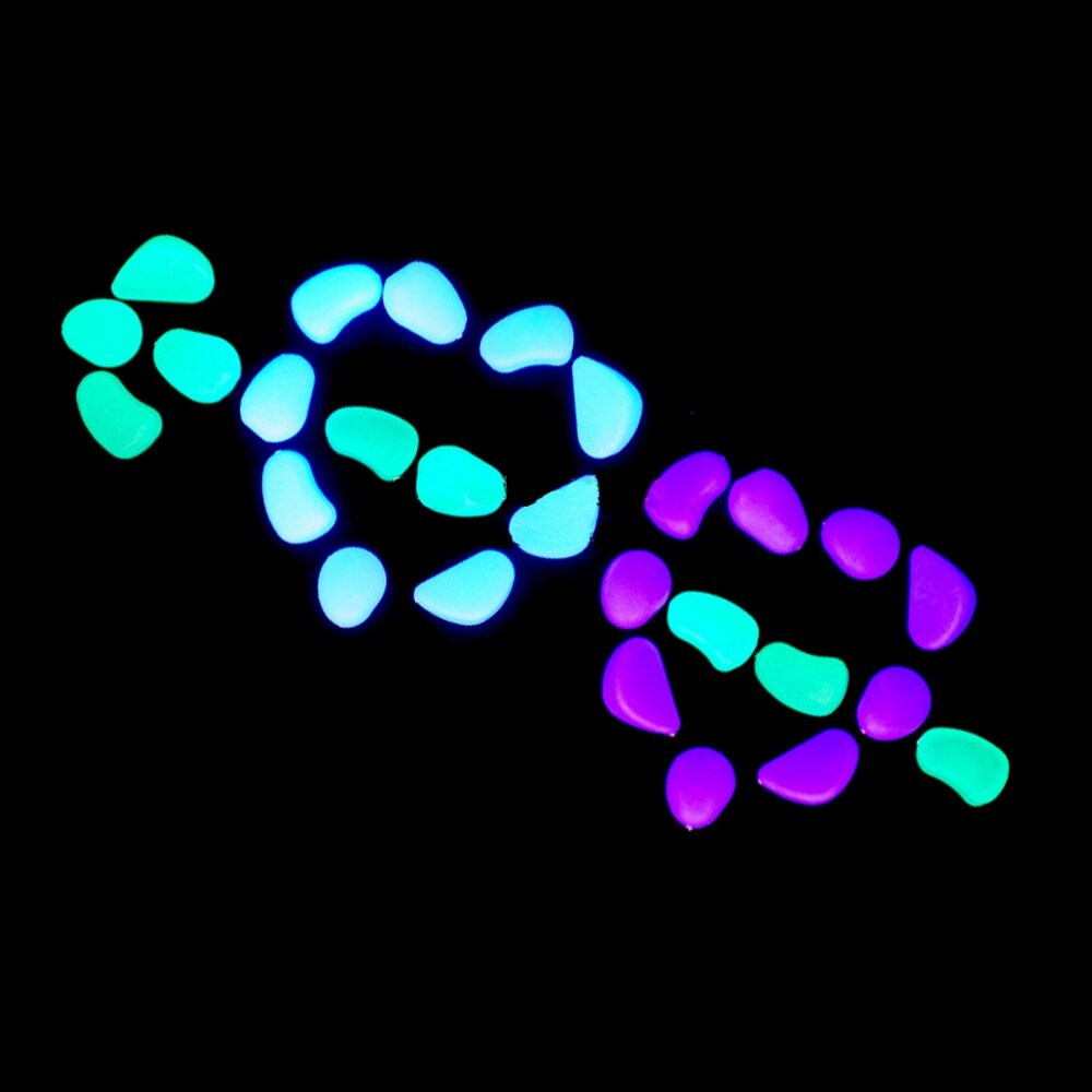 Macetas fluorescentes para jardín, 50 Uds., piedra fluorescente que brilla en la oscuridad, decoración de micropaisajes