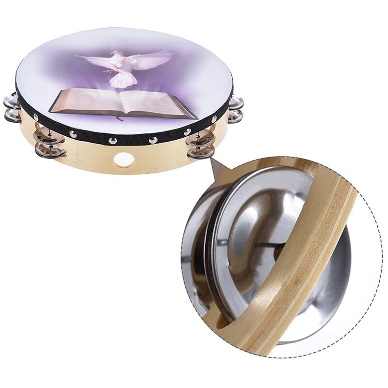 Tambourine Double Row Jingle Percussion Instrument Church Handheld Tambourine Single Row Tambourines with Jingle Bells PSEN999