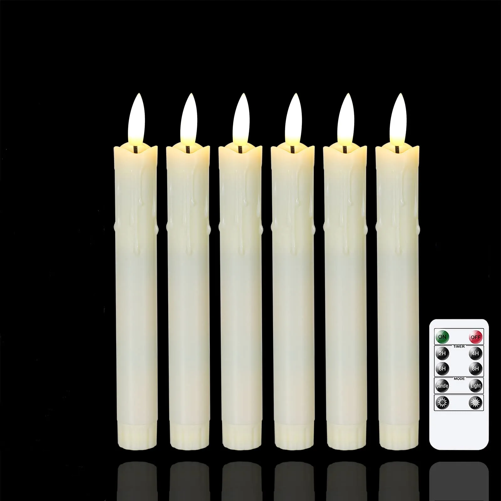 Halloween LED Flameless Flickering Taper Candle Light Remote Window Candlesticks Christmas Thanksgiving Party Fireplace Decor: changeable