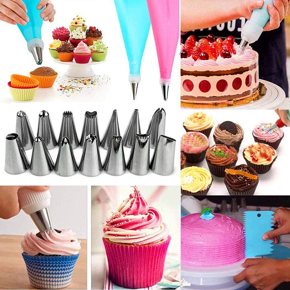 16 Stks/set Cake Maken Gereedschap Siliconen Spuitzak Nozzle Icing Piping Pastry Nozzles Keuken Diy Koppeling Cupcake Decoreren Gereedschappen