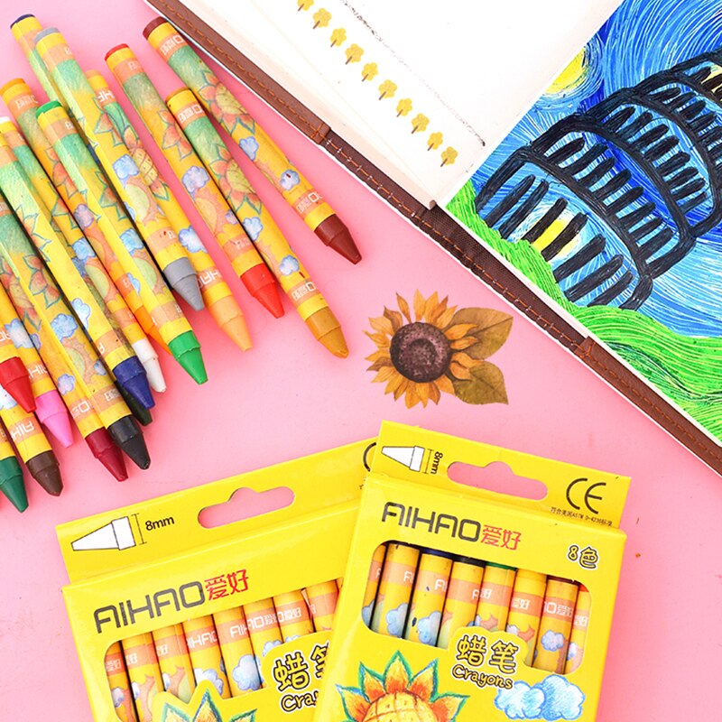 8/12/24 Colors Hobby Oil Pastel Toddler Baby Paintbrush Children Crayon Safety Suit Color Paint Pen Sunflower Stationery Crayon