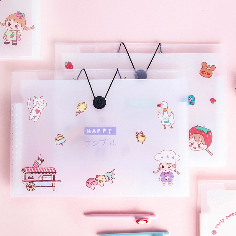 A4 Organ Pack Multilayer Folder PP Storage Bag Student Test Paper Clip Classification File Holder Pen Box Office Information Bag