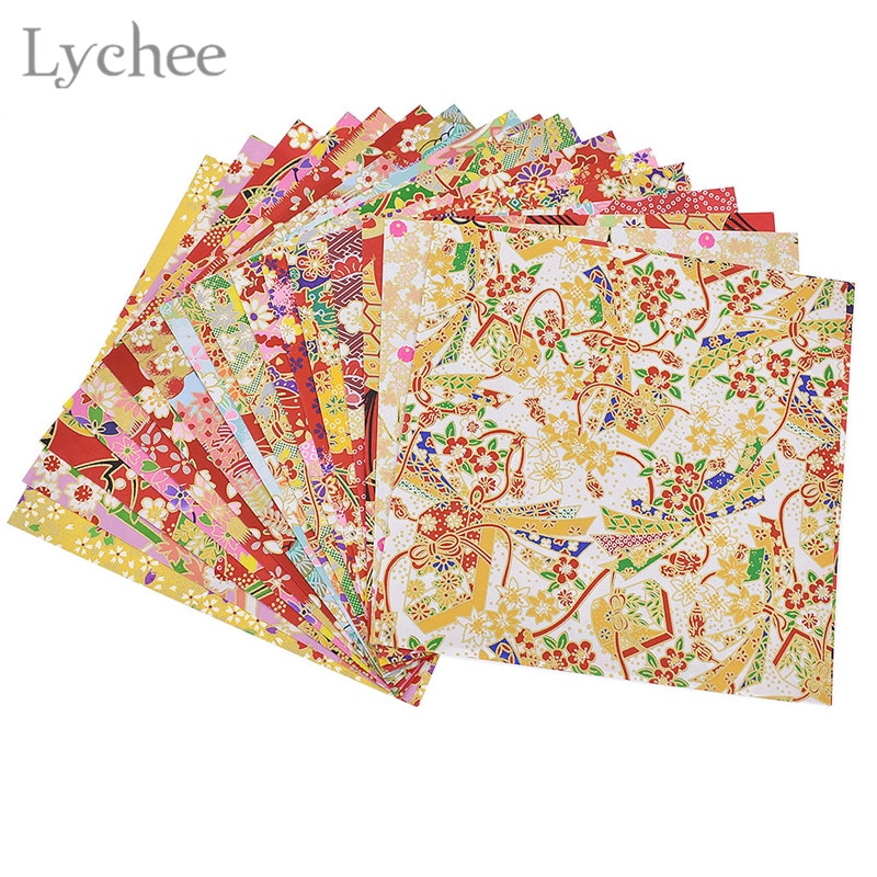 Lychee Life 20 Sheets Japanese Flower Floral Origami DIY Handmade Materials Scrapbook Folding Paper Craft Random