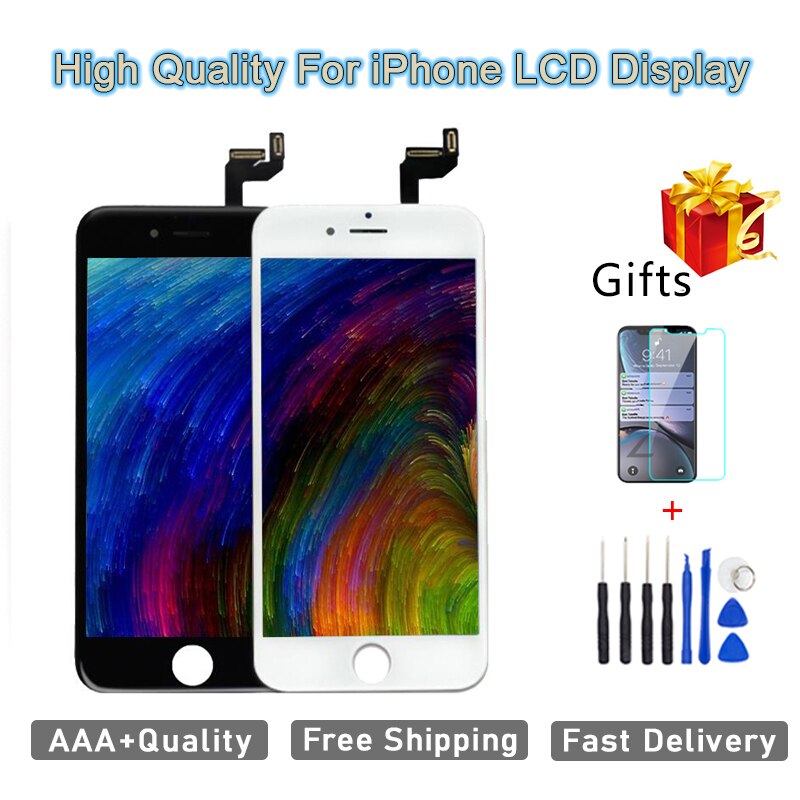 Montaje de digitalizador LCD para iPhone 6, 6S, 7, 8 Plus, perfecta, 100% sin píxeles muertos, reemplazo de pantalla táctil 3D