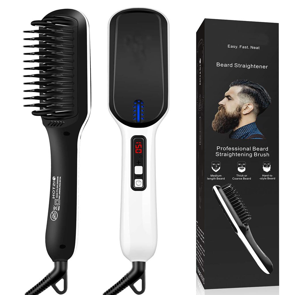 Electric Beard Straightener Multifunctional Hair Straighten Iron Comb Brush Quick Hair Styler Anti-scald For Men UK Plug