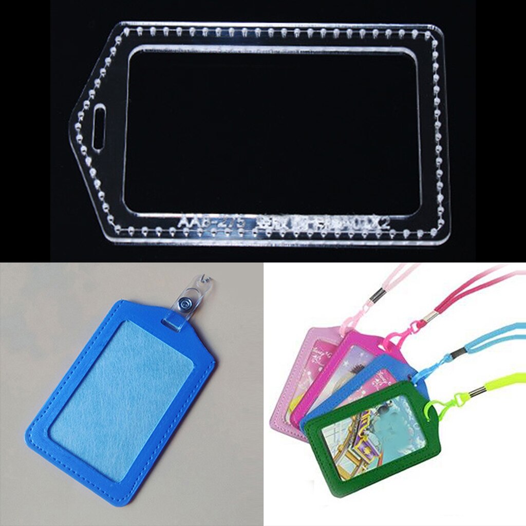 Acrylic Stencil Template ID Card Badge Holder Leather Crafts For Boys Girls