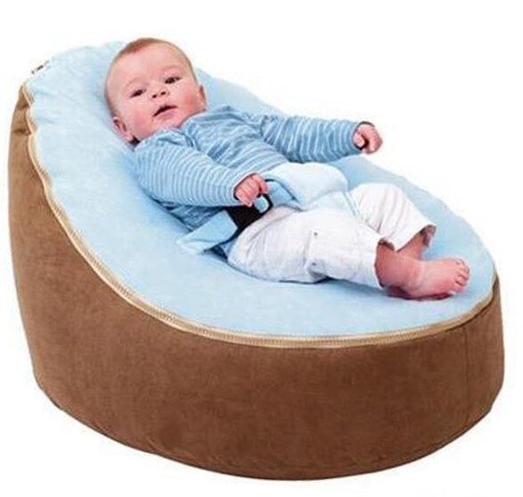 Zachte Baby Stoel Baby Bean Bag Bed Cover Zonder Vulmiddel Poef Voor Feeding Baby Snuggle Bed Met Riem Voor Veiligheid bescherming: brown n blue