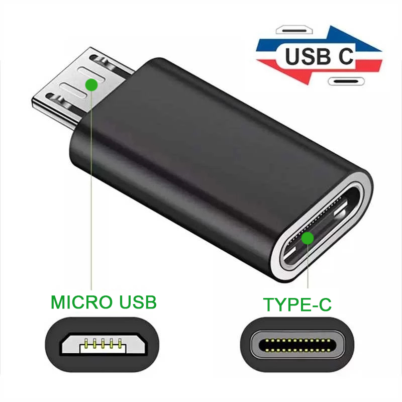 USB Type C to Micro USB Male Adapter Connector Type-C Micro USB Charger Adapter for Xiaomi POCO Redmi Huawei Phone Converter