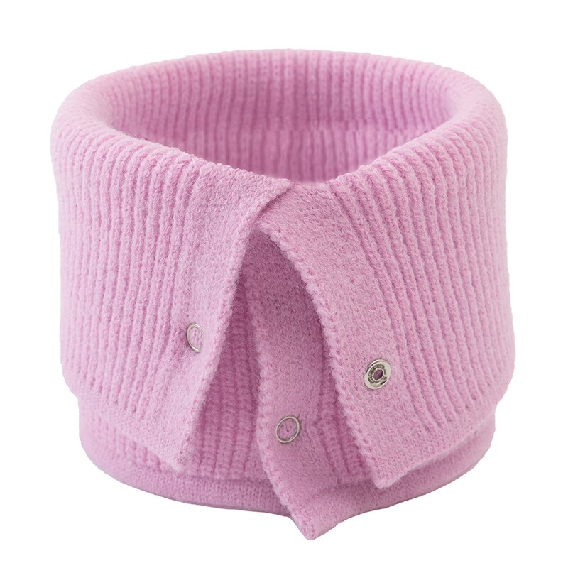 Warme Kraag Ring Sjaal Vrouwelijke Wollen Gebreide Sjaal Vrouwen Snood Sjaals Winter Button Hals Sjaals Effen Kleur: Roze