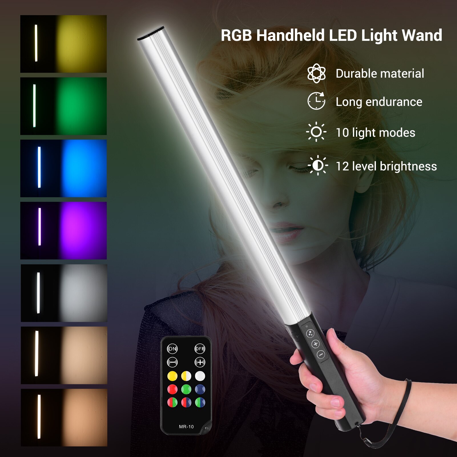 Varita de luz LED de mano RGB de CZ RU, palo de luz de fotografía recargable, 1000 lúmenes, 3200-5600K, bolsa portátil con Control remoto