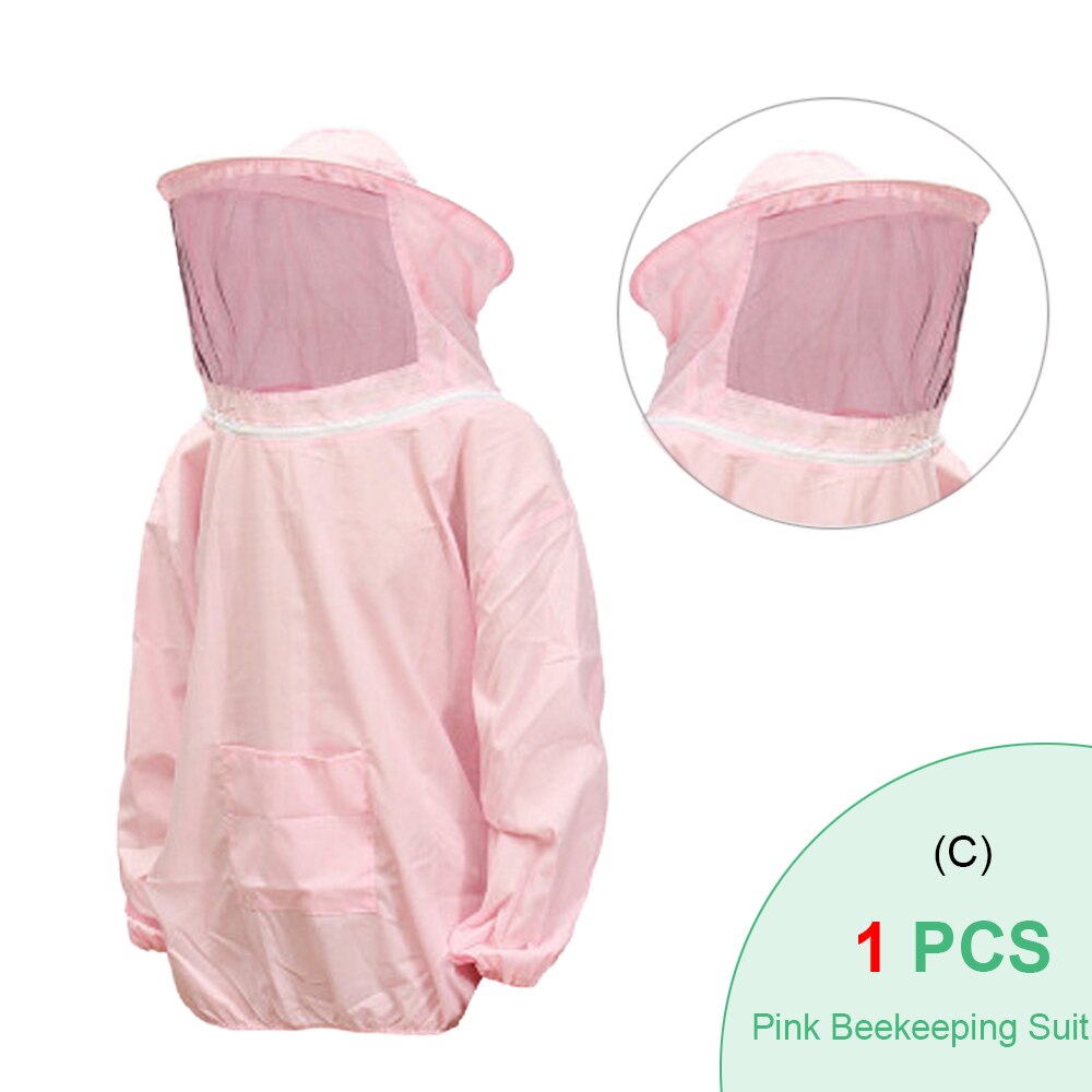 Bijenteelt Beschermende Jas Farm Kiel Pak Bijenteelt Mouw Hoed Equip Pak Houden Imker Kleding Sluier Ademend Jurk: C-pink