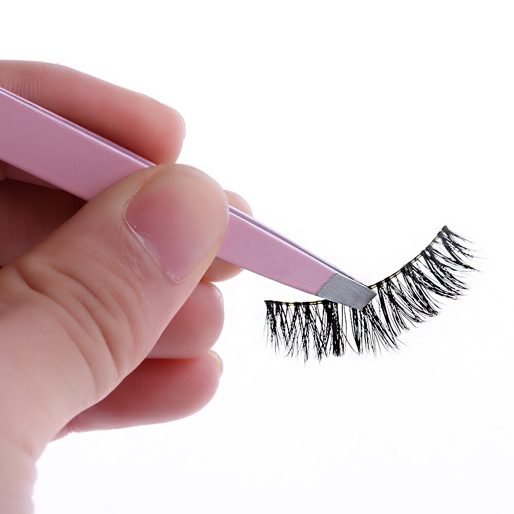 1pc praktiske lyserøde, sorte, skrånende spidser af øjenbrynspincet til makeup-værktøjer til hårfjerning