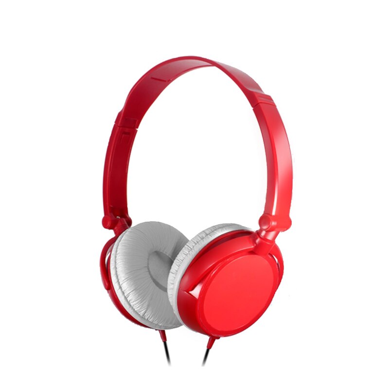 Auriculares con cable y micrófono estéreo, cascos con interfaz redonda de 3,5mm, sonido HiFi, auriculares estéreo de música portátiles: Rojo