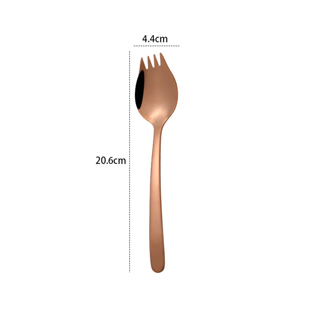 Tenedor y combinación de cuchara 2 en 1, vajilla de acero inoxidable de alta gama para ensalada, tenedor para Noodles, cuchara para sopa, cubiertos creativos para alimentos: Rose Gold