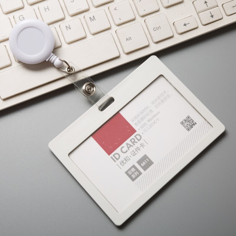 Titular de la identificación, funda protectora de plástico transparente para tarjeta de identificación bancaria, de negocios, con carrete retráctil de tarjeta de identificación: NO.2