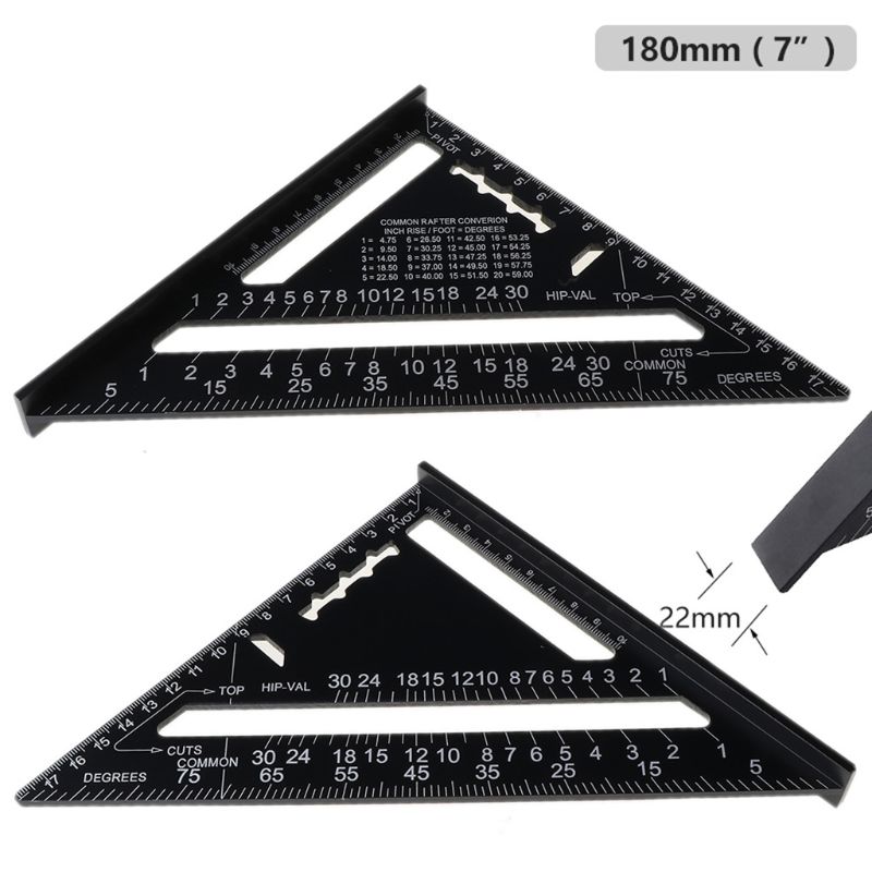 7/12Inch Aluminium Driehoekige Meten Heerser Houtbewerking Timmerman Vierkante Hoek