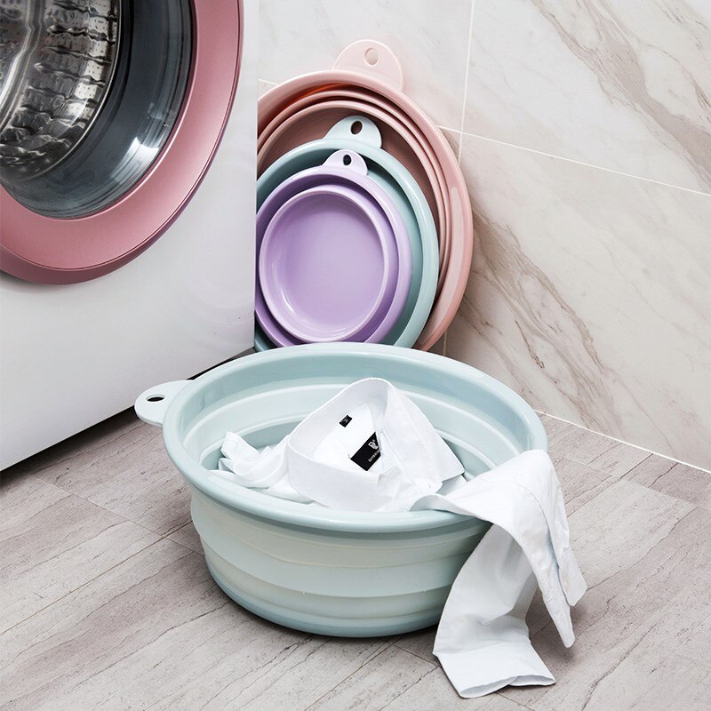 Portable Plastic Basins Outdoor Folding Bucket Fruit Washbasin Fishing Camping Car Wash Container Bathroom Accessories