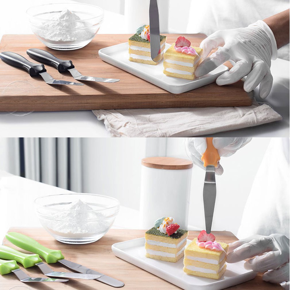 3 Stuks Blade Schuine Espatula Spatel Cake Icing Spatel Smooth Vullen Tool Cutter Set Bruiloft Valentijn Bakken Gebak Tool