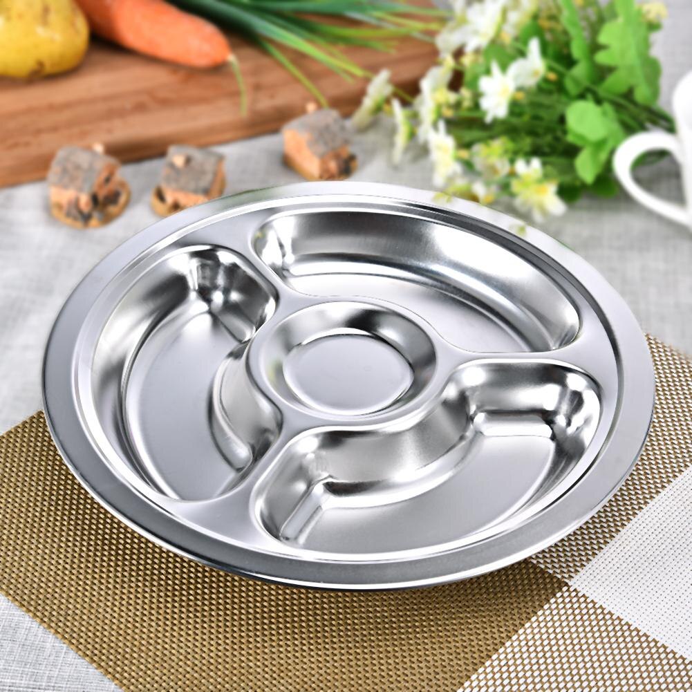 Stainless Steel Divided Dinner Tray Kids Lunch Container Food Plate for School Canteen 3/4 Section Dinner Tray Lunch Container