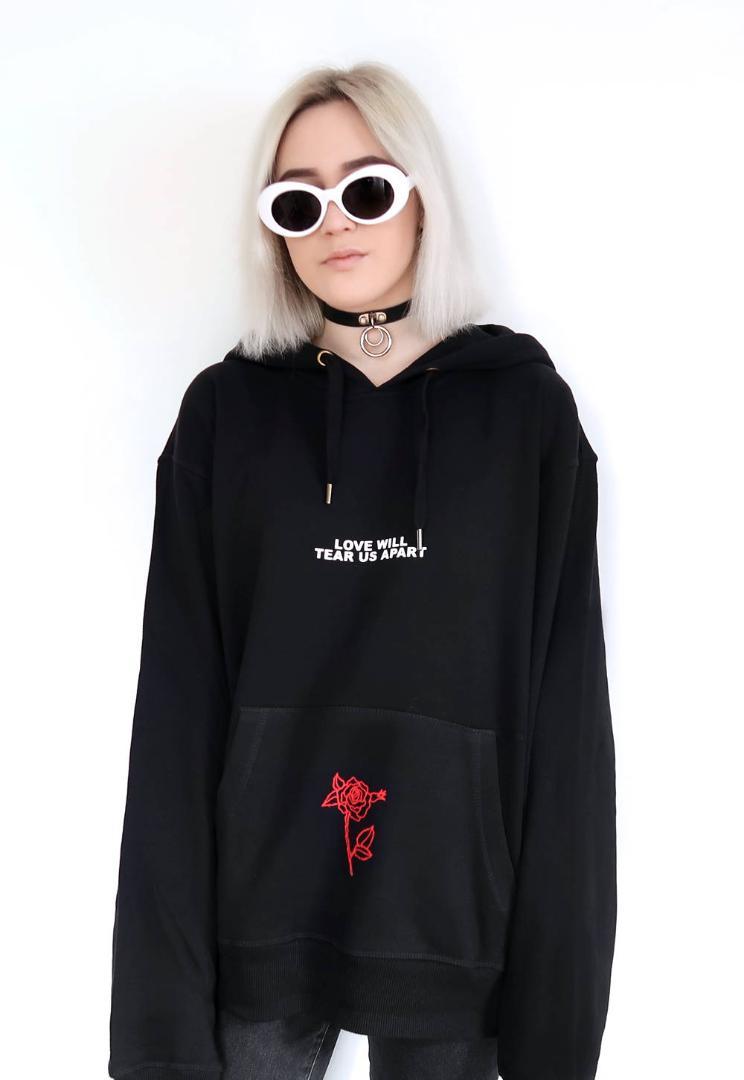 Sudadera rosa con capucha Unisex, ropa para parte superior Unisex, estética Grunge, color negro, Pastel pálido