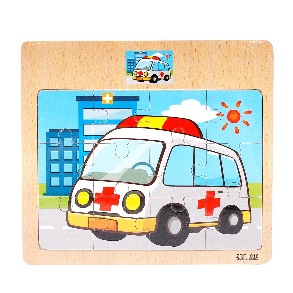 Adults Children Wooden Intelligence Puzzle Cartoon Traffic Puzzles Educational Developmental Baby Kids Training Toy: R