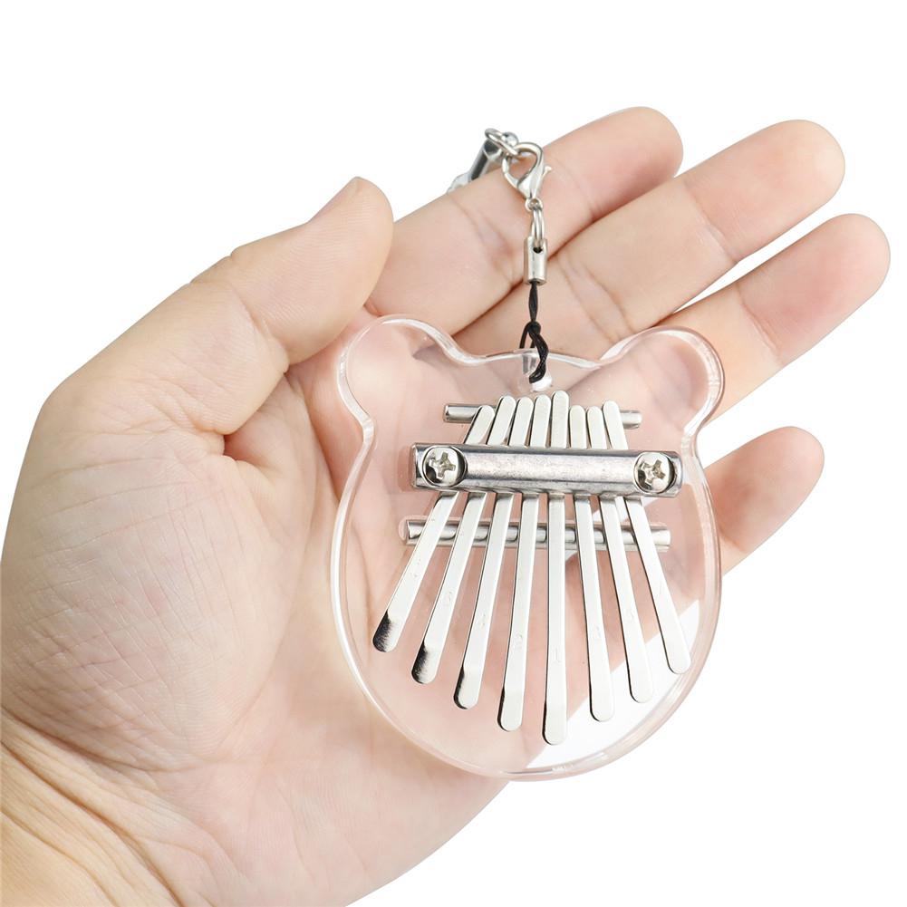 Mini portable 8-tone Acrylic Kalimba Crystal Transparent Thumb Piano with Lanyard 8 Keys Calimba Music Instrument